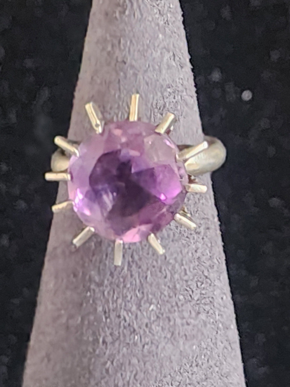 Vintage Taxco Mexico 925 Sterling Silver Amethyst Statement Ring Sz 6.5 Signed